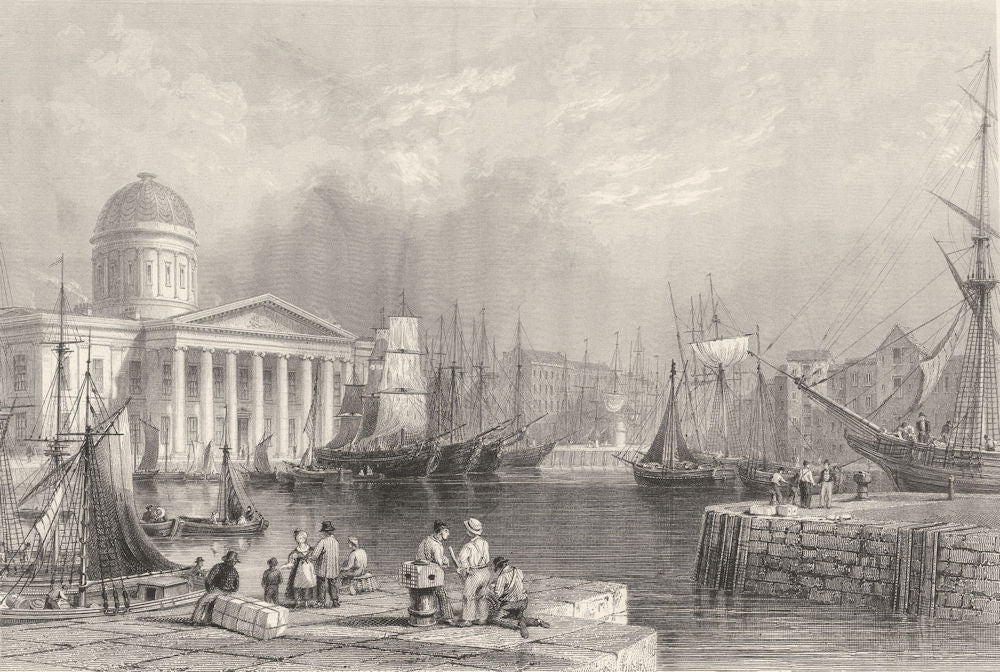 LIVERPOOL. Canning Dock and Custom House, Liverpool. (Bartlett/Finden) 1842